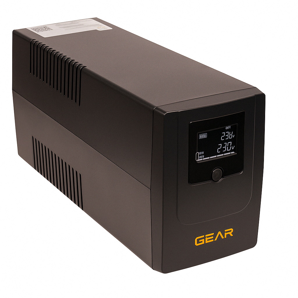 Пристрій безперебійного живлення GEAR 1000VA LCD plastic RJ45+USB (GU-1000PLCD)